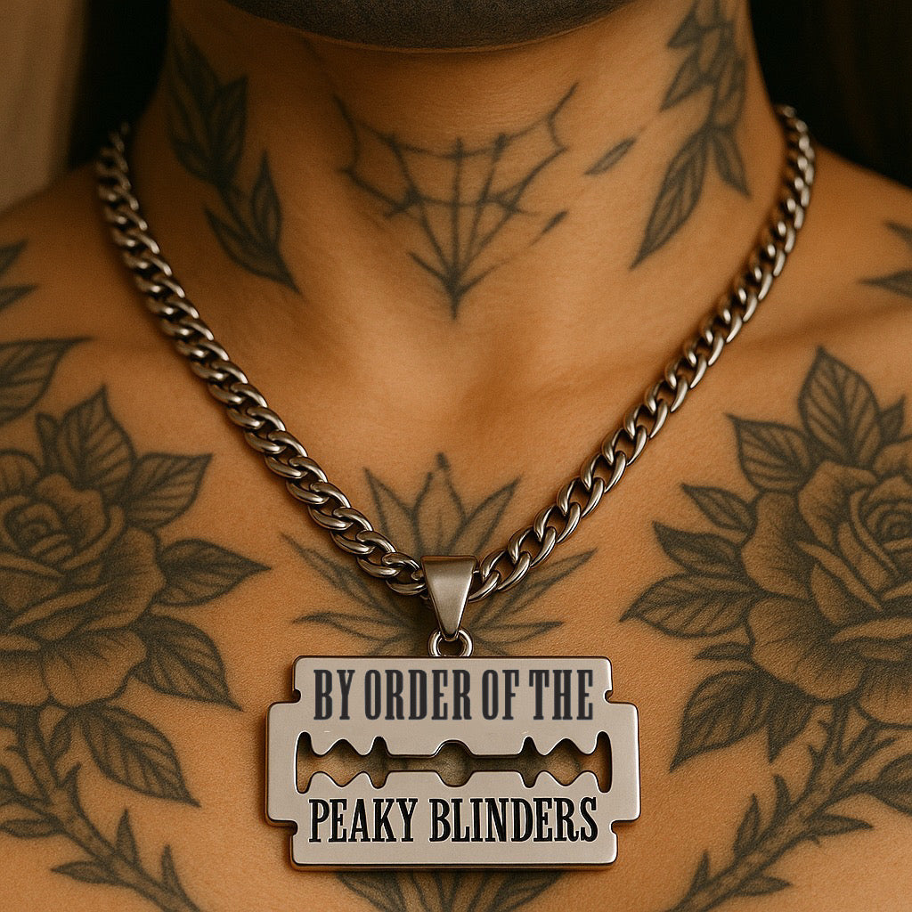 Peaky Blinders Razor Blade Necklace – Stainless Steel Pendant with Free Engraving